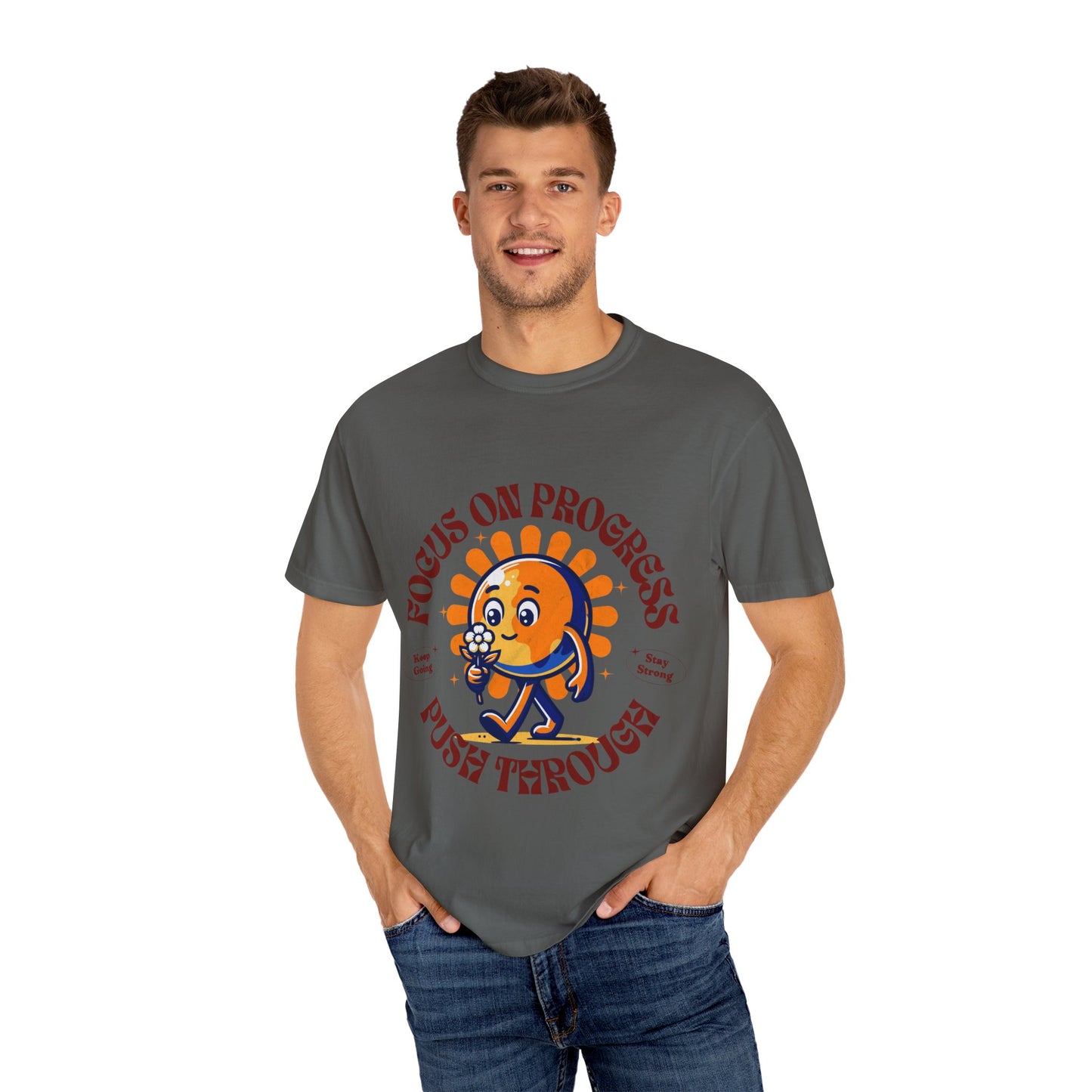 Motivational Unisex T-Shirt - "Focus on Progress, Push Through"