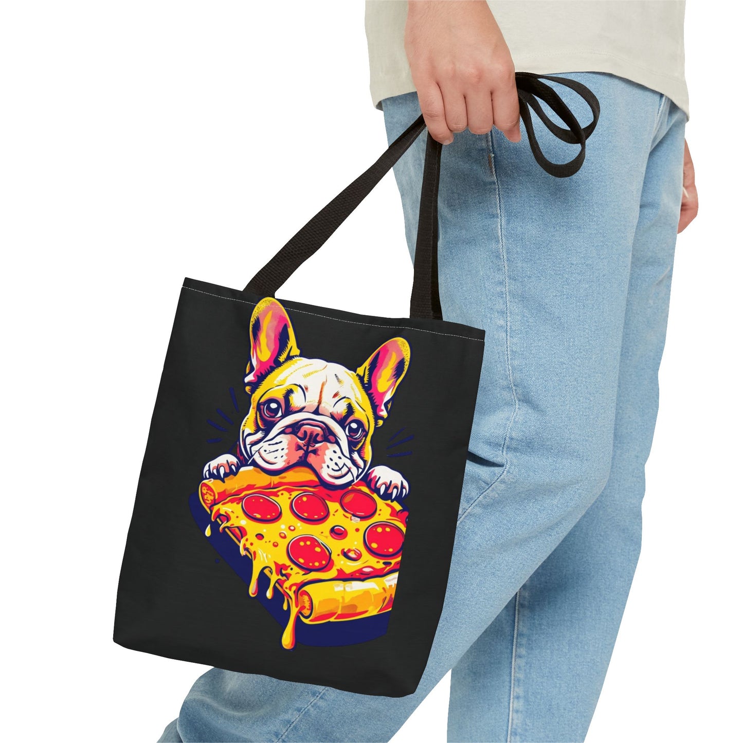Funny French Bulldog Pizza Tote Bag - Perfect for Dog Lovers & Foodies