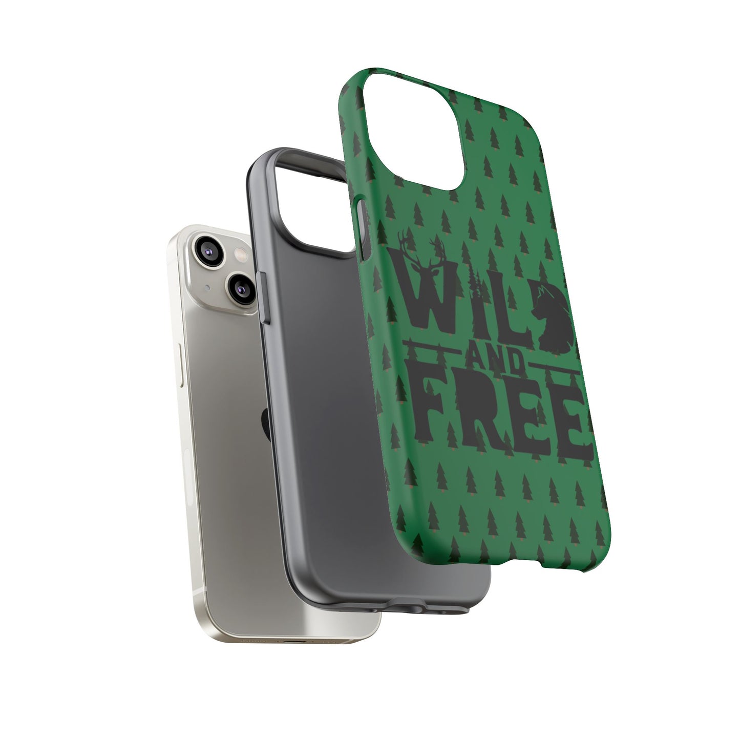 Wild and Free Bear Graphic Phone Case | Forest Pattern iPhone Case