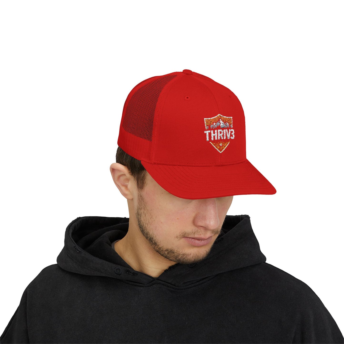THR1V3 Outdoors – Mountain Trucker Hat - Custom Embroidered Cap