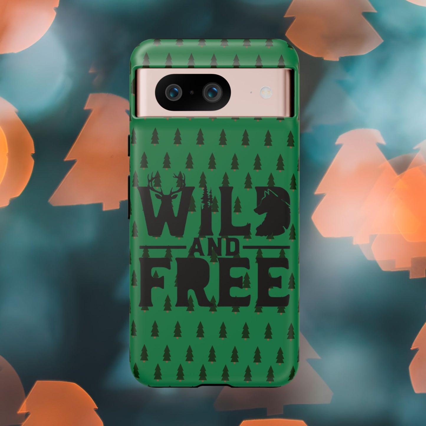 Wild and Free Bear Graphic Phone Case | Forest Pattern iPhone Case