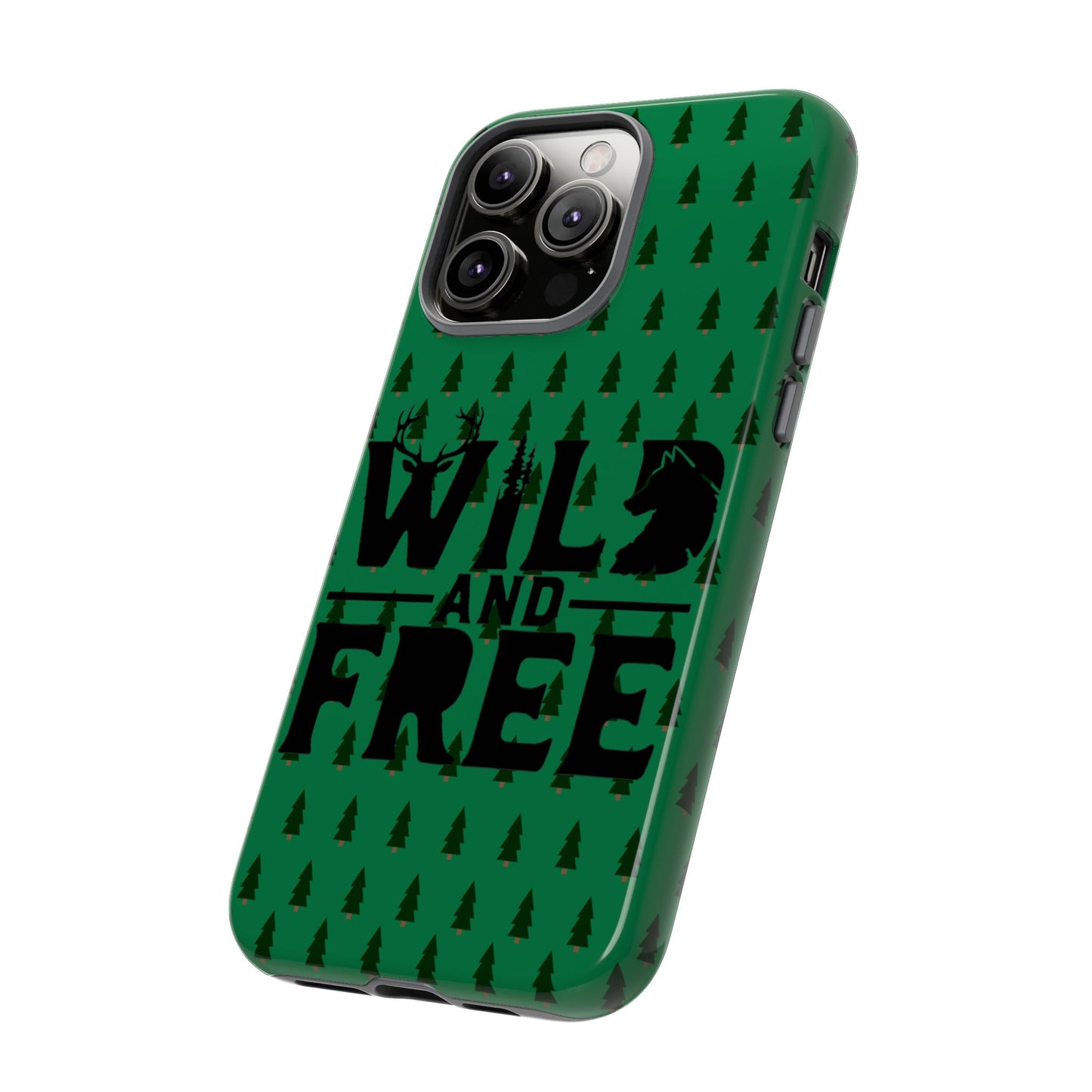Wild and Free Bear Graphic Phone Case | Forest Pattern iPhone Case