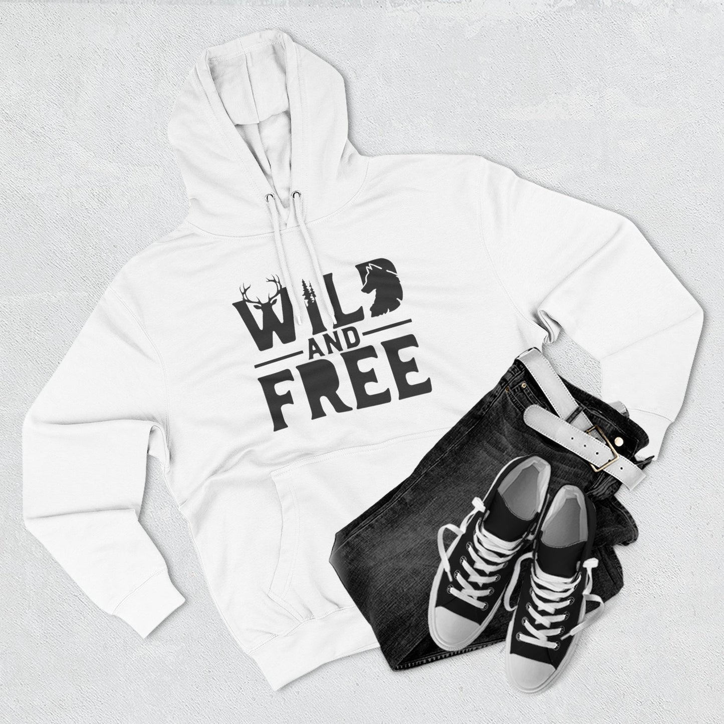 Wild & Free wolf tree antlers hoodie | Three-panel fleece