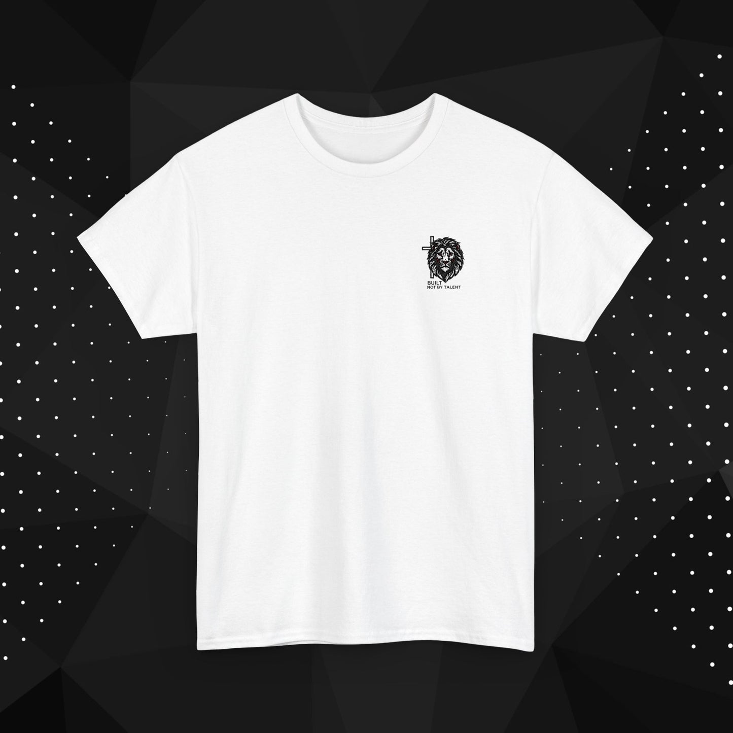 Lion Crest Graphic Tee — Small Chest Emblem, Minimalist Animal T-Shirt (Embroidery)