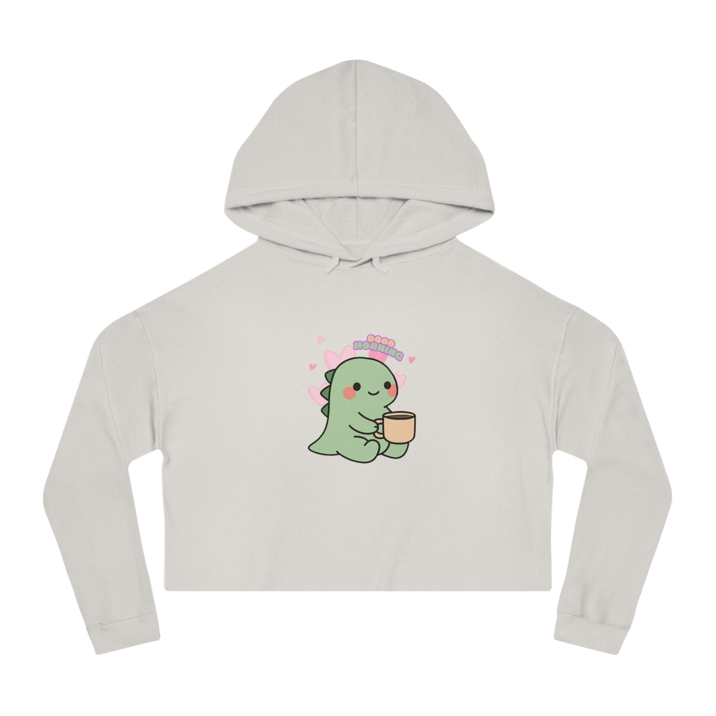 Trendy Dino Good Morning Cropped Hoodie