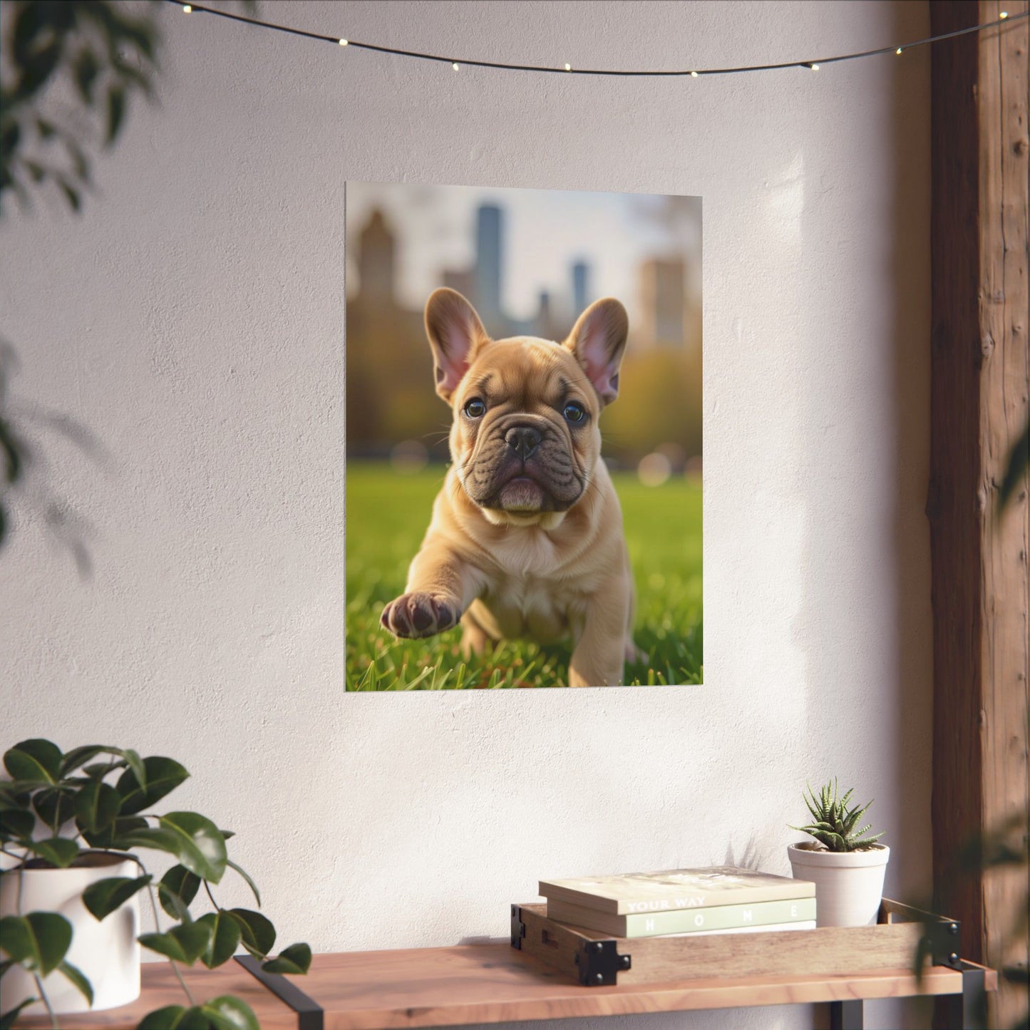 Vertical Poster - Cute Frenchie French Bulldog Running in the Park