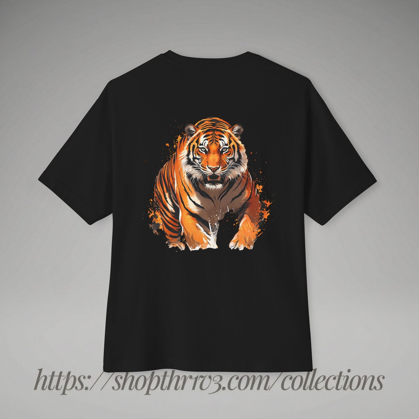 Tiger Graphic Tee — Fierce Orange Tiger Back Print Oversized Boxy Tee