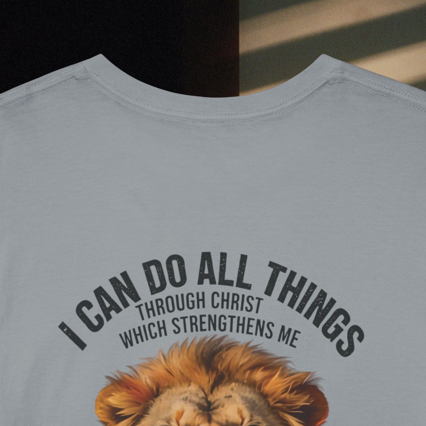 Christian Lion T‑Shirt – “I Can Do All Things” Inspirational Faith Tee