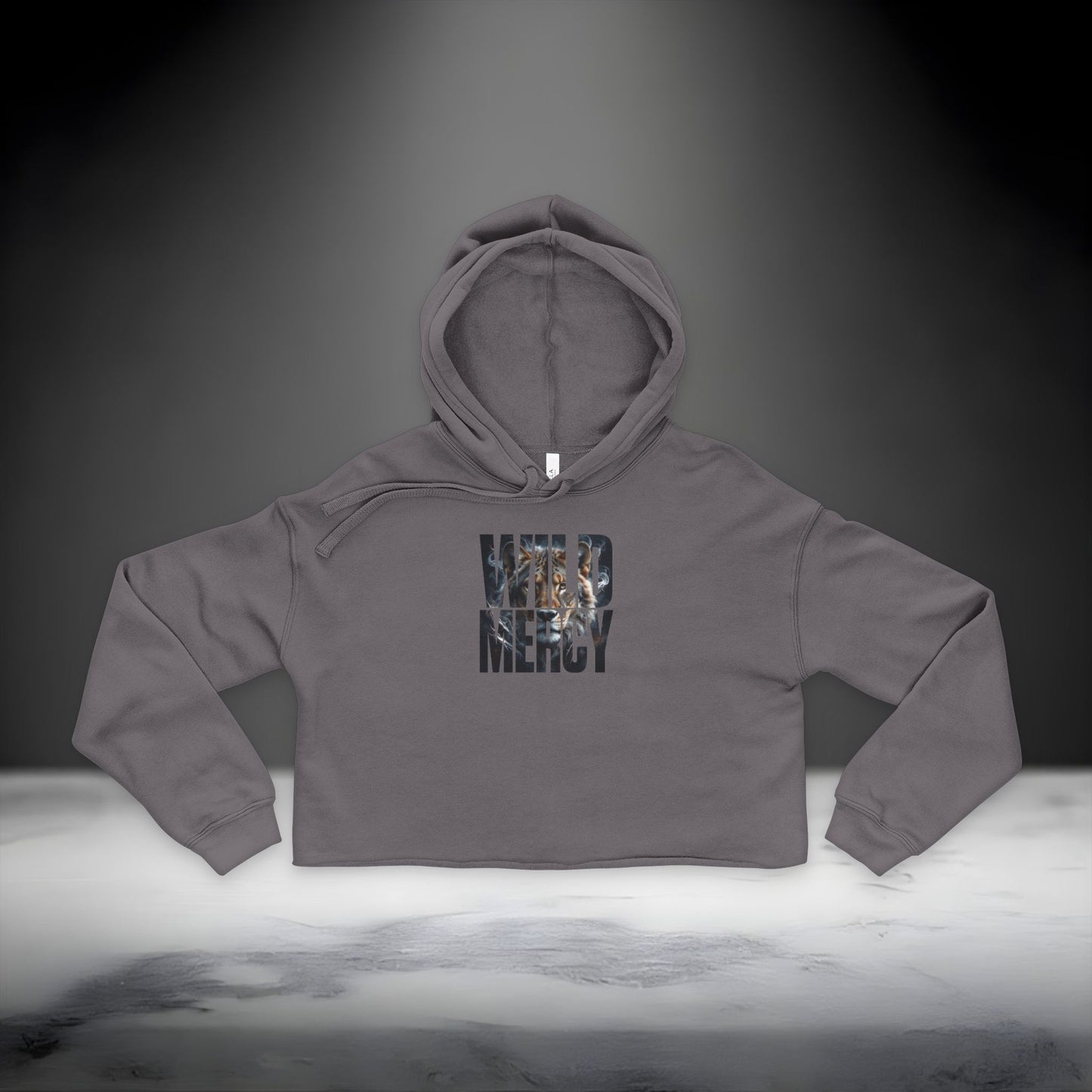 Lion Portrait Cropped Hoodie — Women's Urban Wildlife Graphic Hoodie