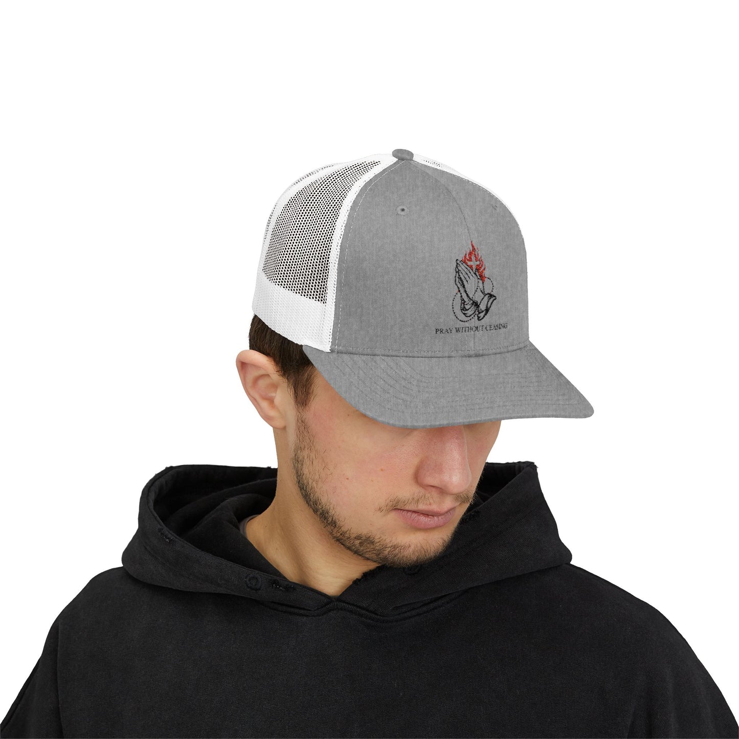 Praying Hands Trucker Cap — Faith-Inspired Snapback Hat