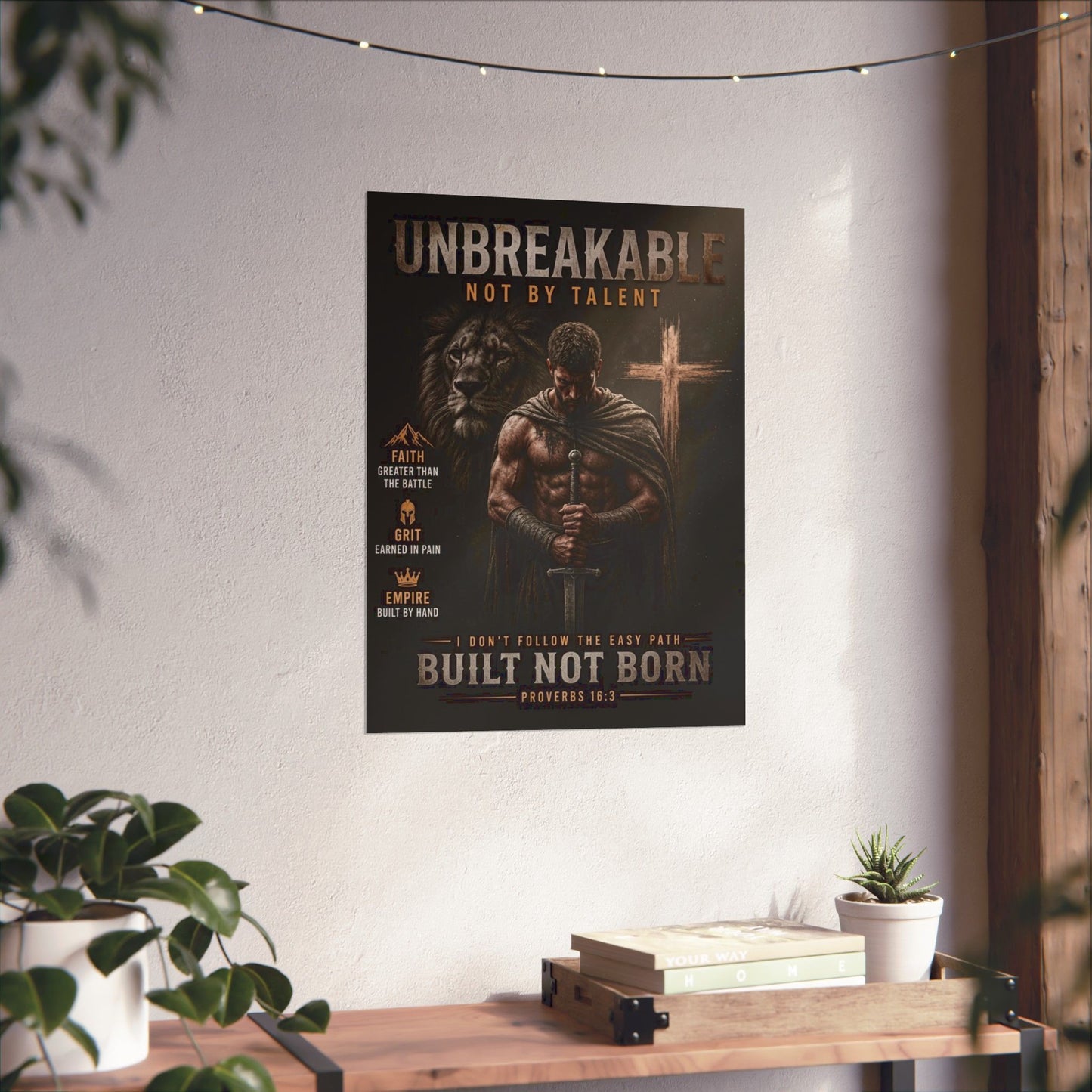 Unbreakable Built Not Born Matte Poster — Inspirational Christian Strength Wall Art