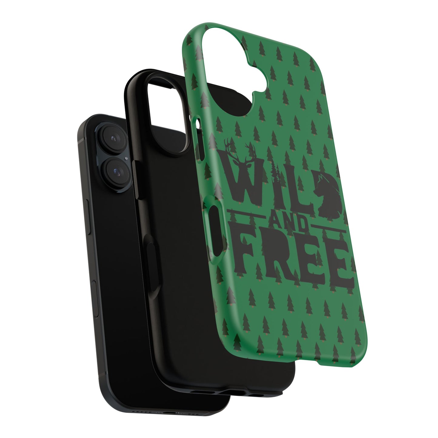 Wild and Free Bear Graphic Phone Case | Forest Pattern iPhone Case