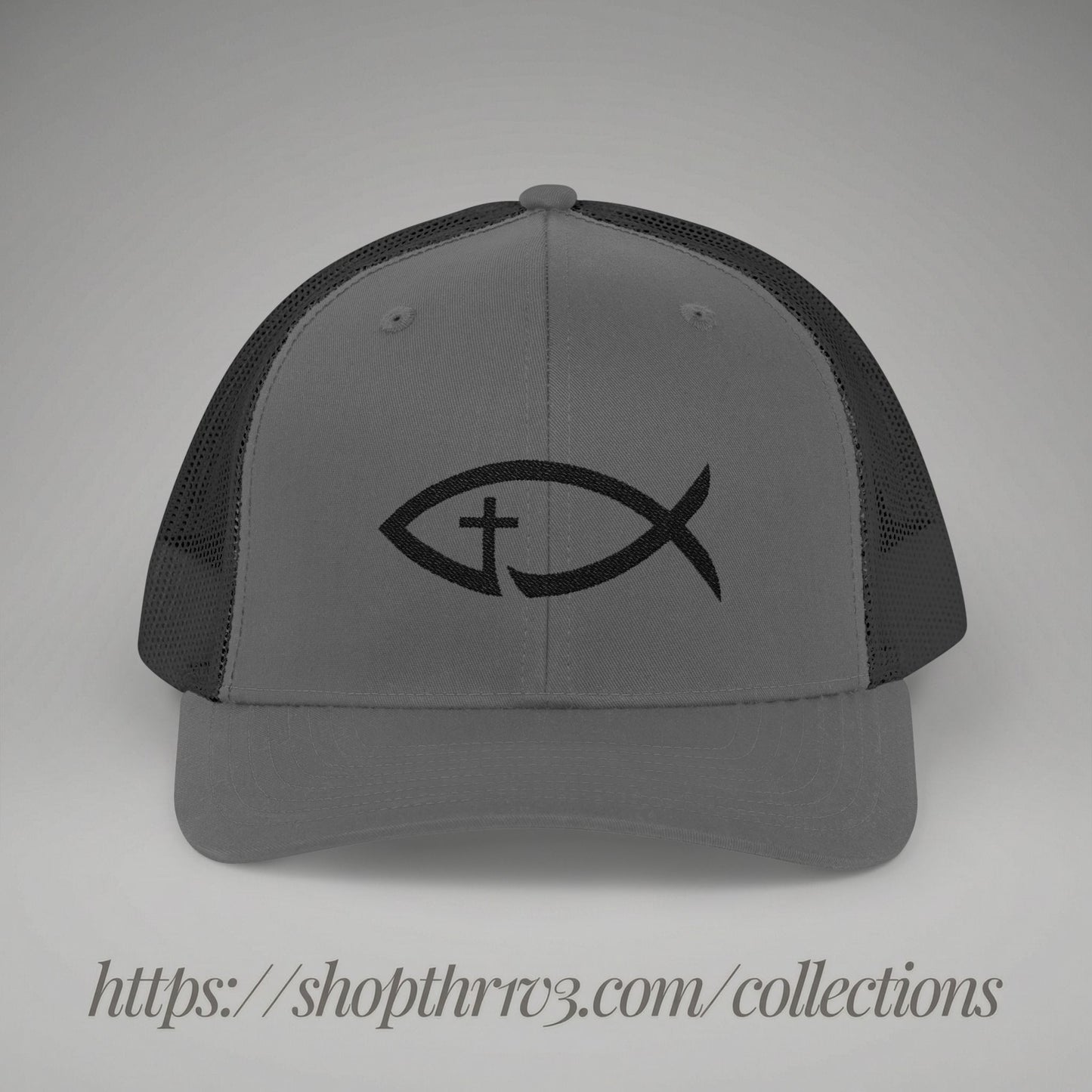 Embroidered Christian Fish Snapback Trucker Cap