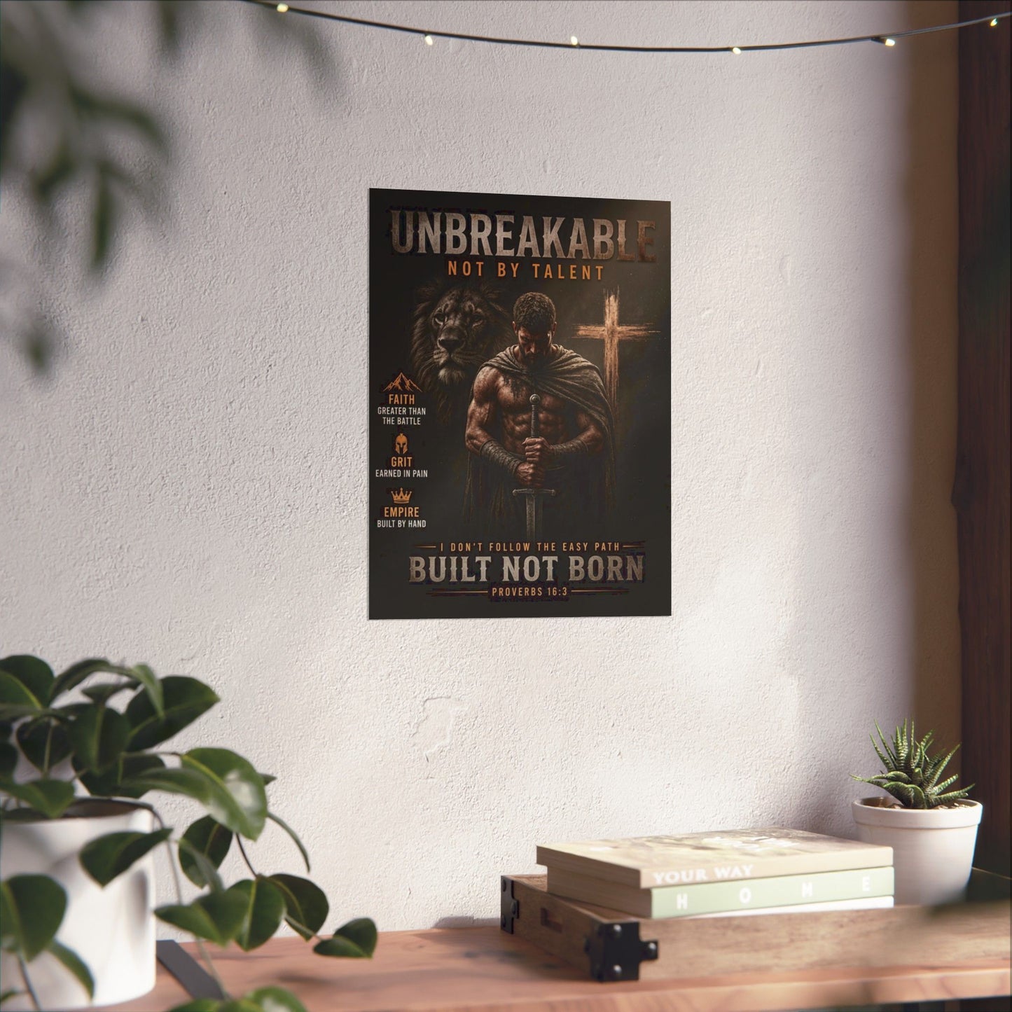 Unbreakable Built Not Born Matte Poster — Inspirational Christian Strength Wall Art