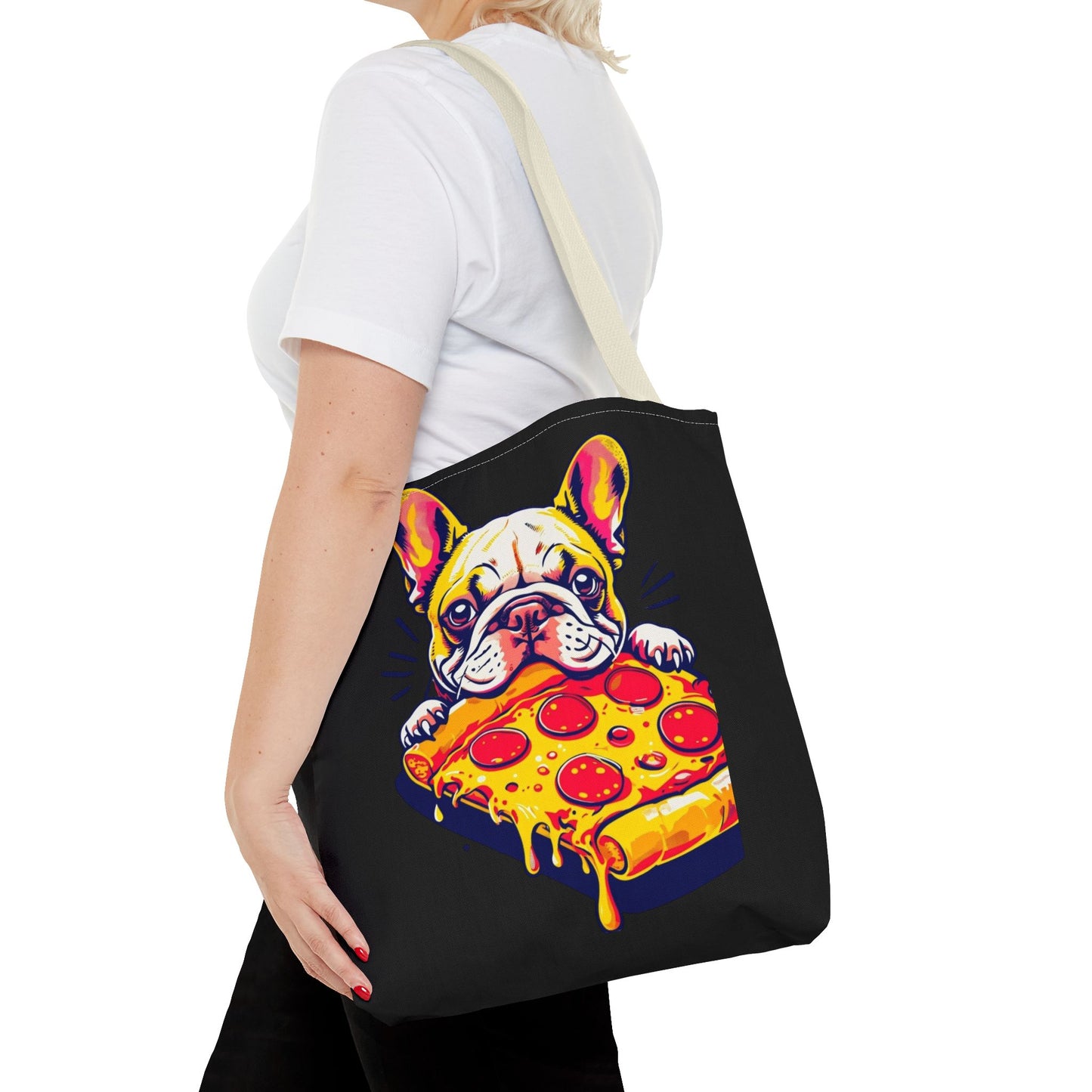 Funny French Bulldog Pizza Tote Bag - Perfect for Dog Lovers & Foodies