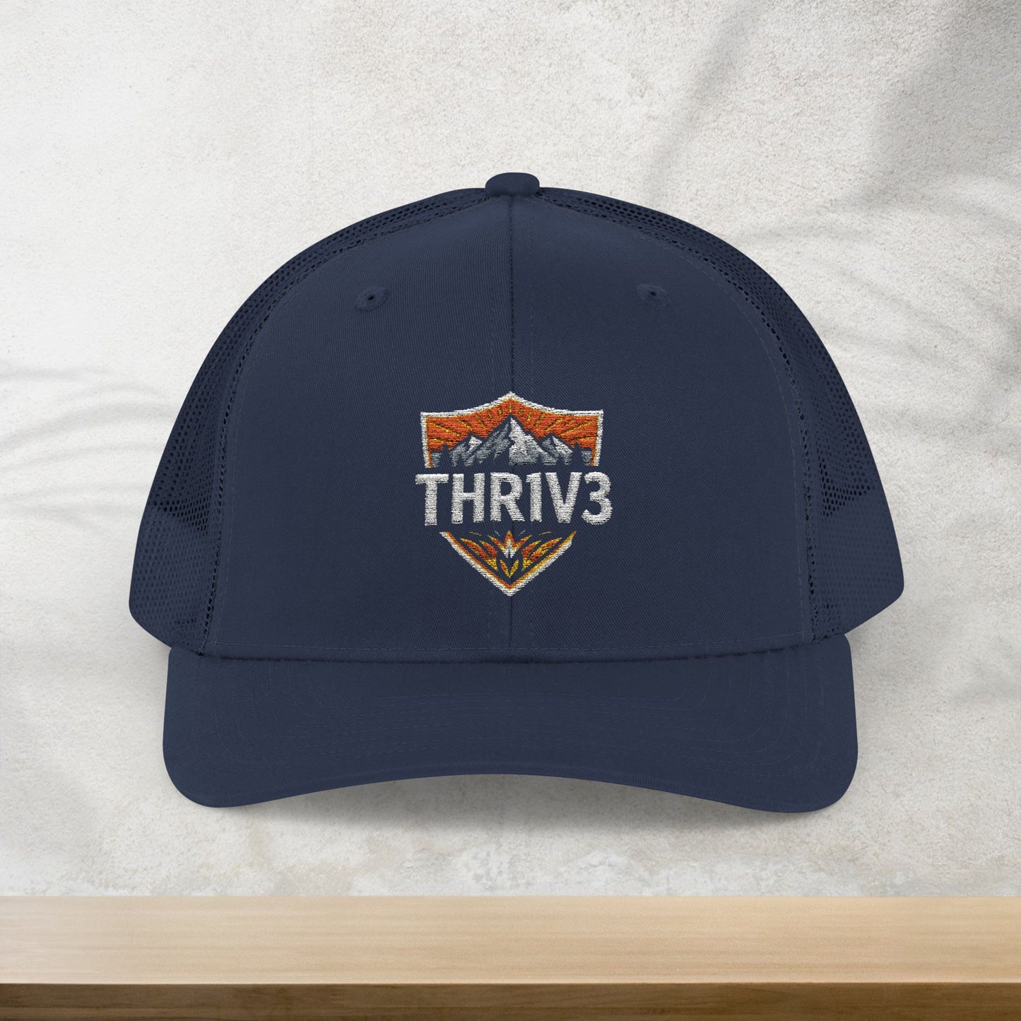 THR1V3 Outdoors – Mountain Trucker Hat - Custom Embroidered Cap