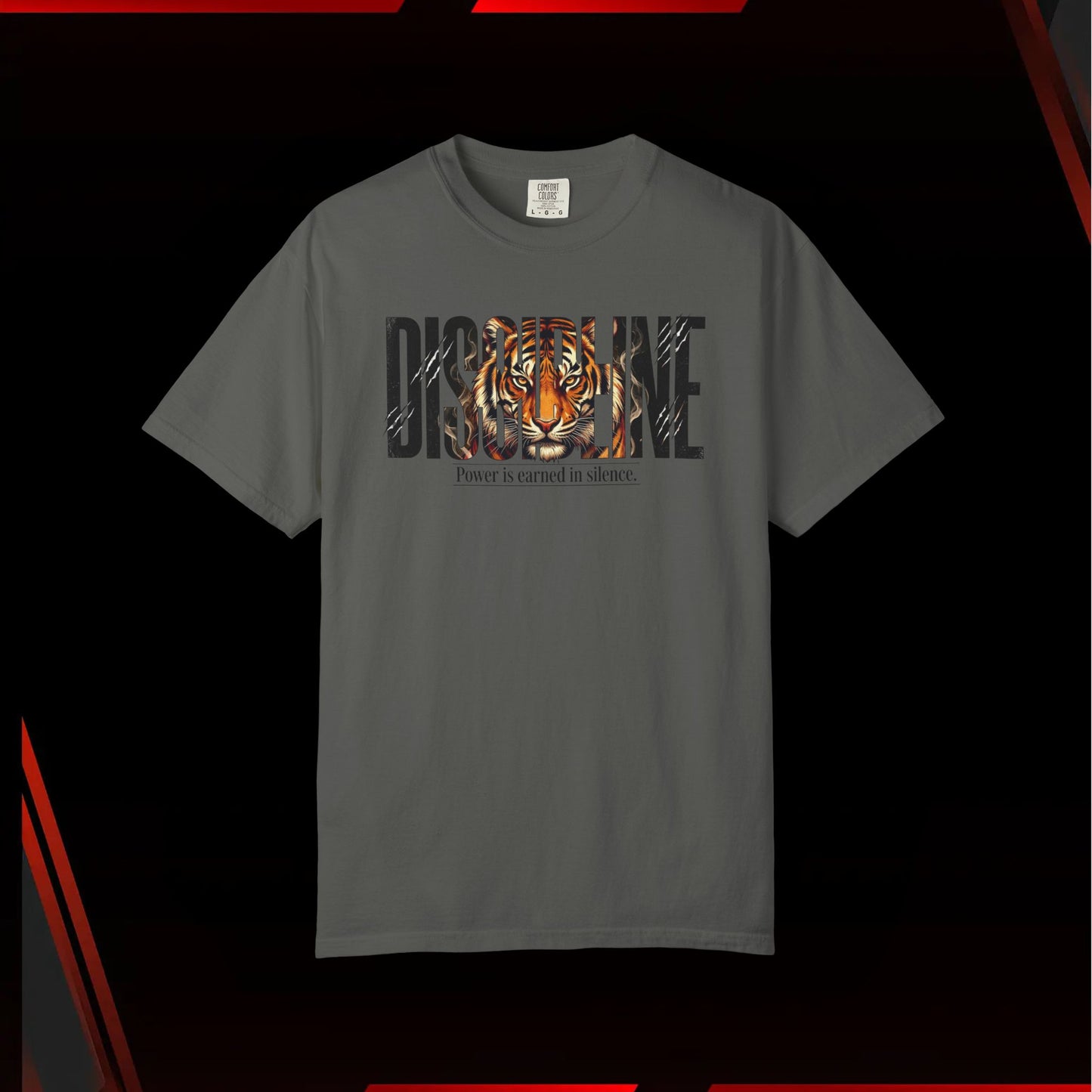 Discipline Tiger Graphic T-Shirt | Motivational Streetwear Shirt | Power Is Earned in Silence
