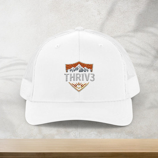 THR1V3 Outdoors – Mountain Trucker Hat - Custom Embroidered Cap