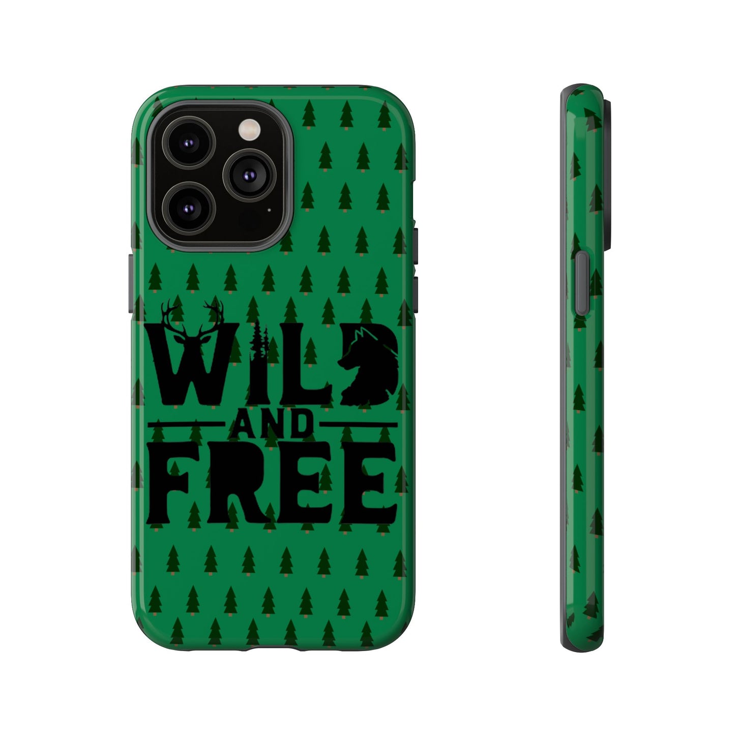 Wild and Free Bear Graphic Phone Case | Forest Pattern iPhone Case