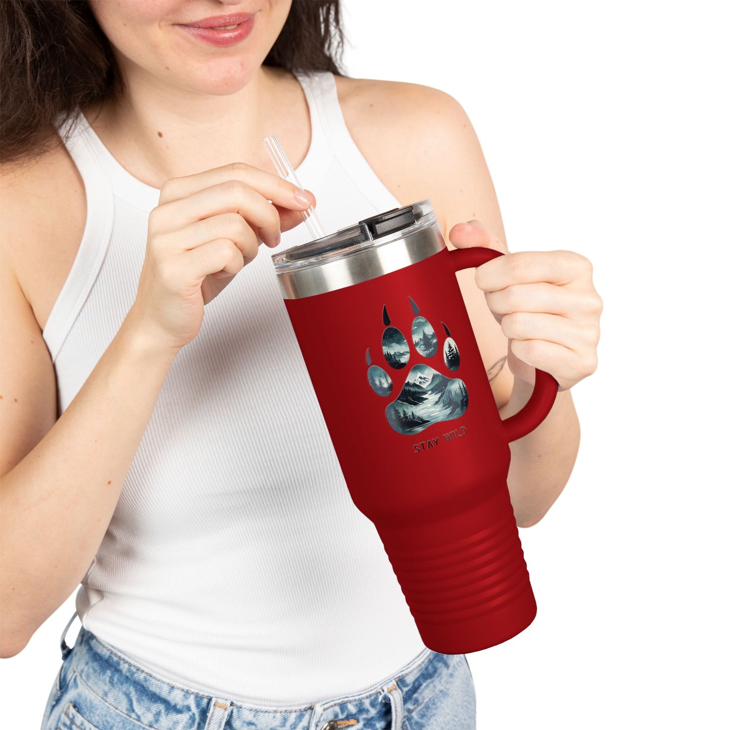 Stay Wild Insulated Travel Mug | 40oz Adventure Coffee Cup | Perfect for Nature Lovers, Camping, Road Trips, Gifts