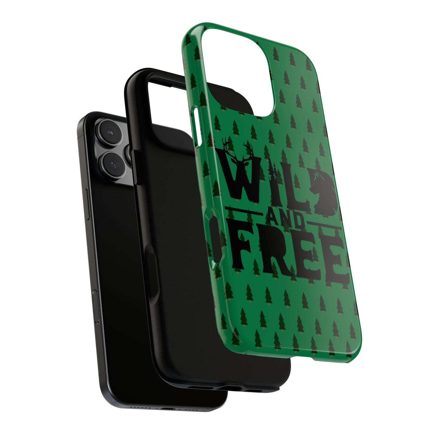 Wild and Free Bear Graphic Phone Case | Forest Pattern iPhone Case
