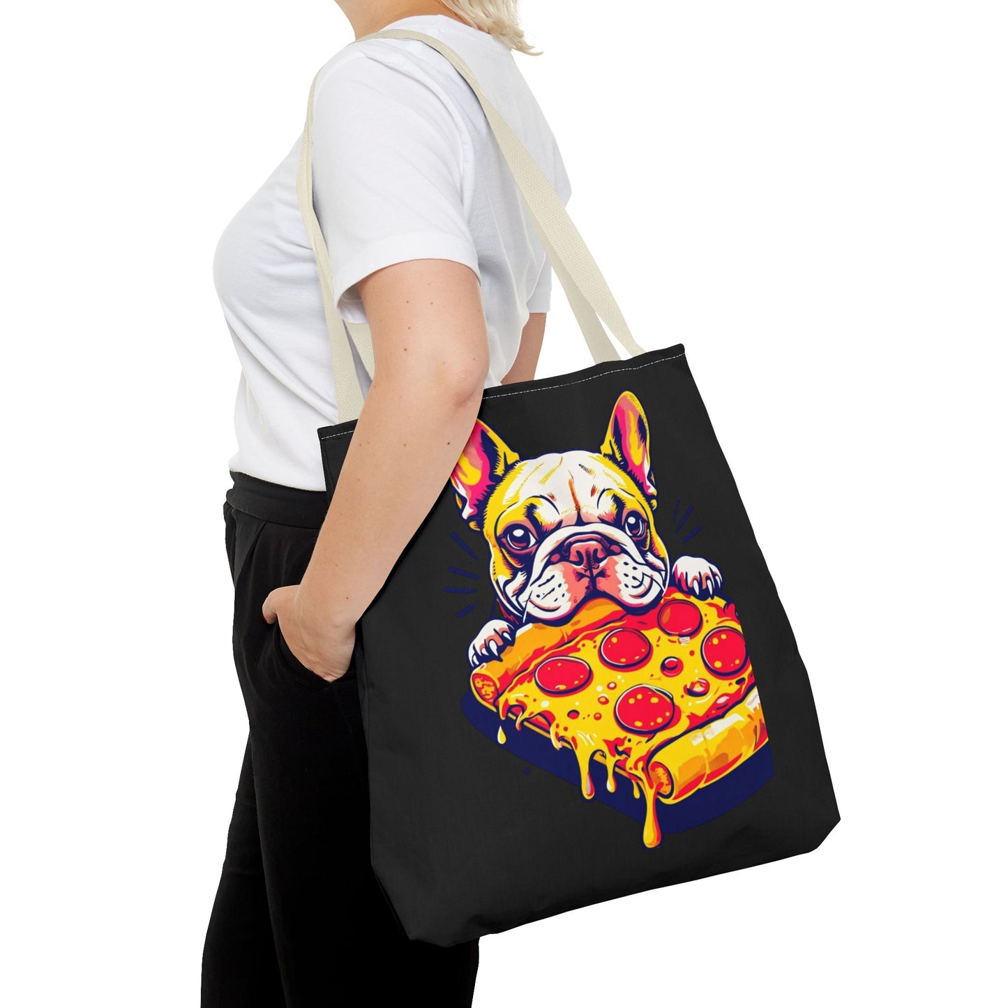 Funny French Bulldog Pizza Tote Bag - Perfect for Dog Lovers & Foodies