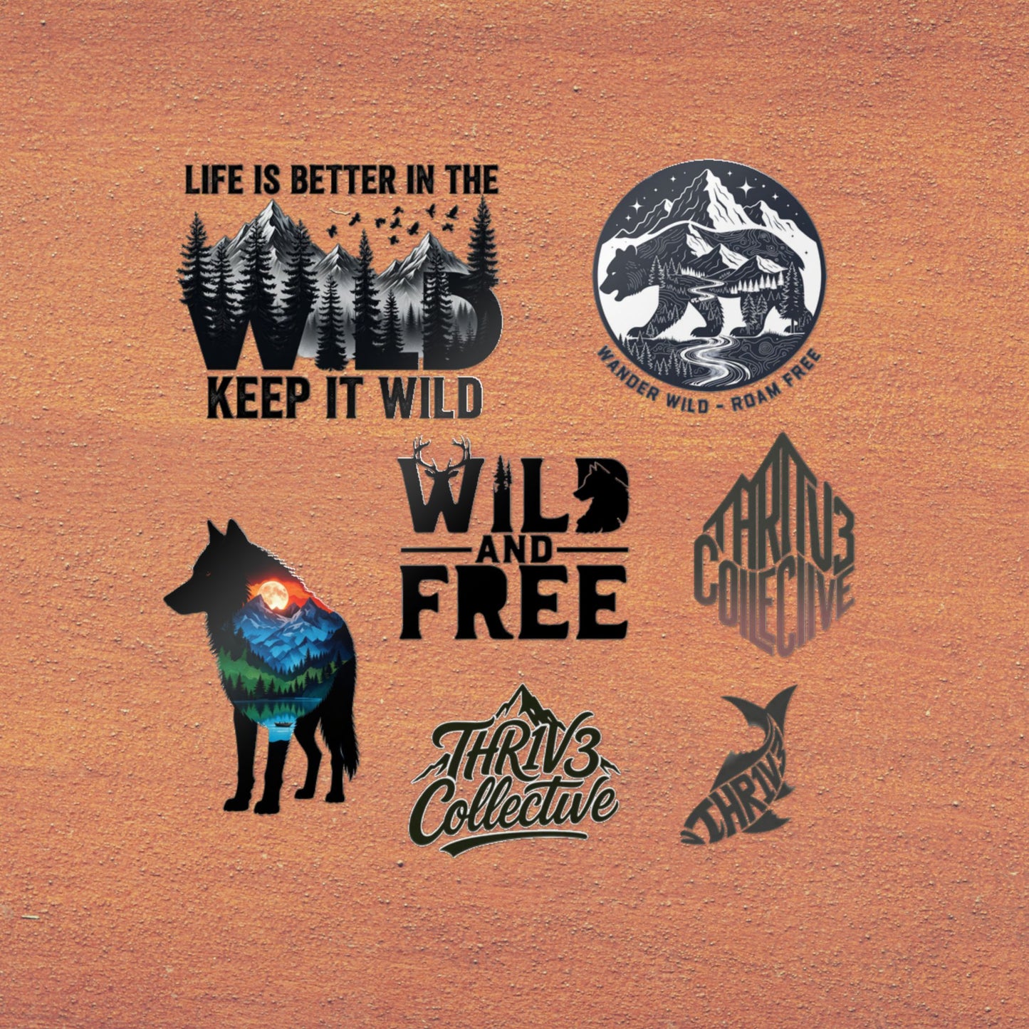 Wild & Free Die-Cut Sticker Pack — Outdoor Adventure Nature Designs (Keep It Wild)