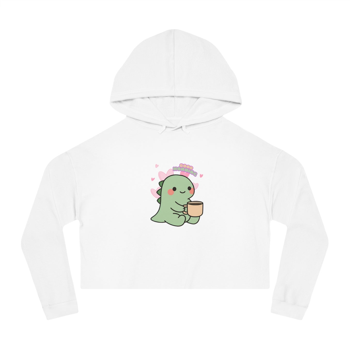 Trendy Dino Good Morning Cropped Hoodie