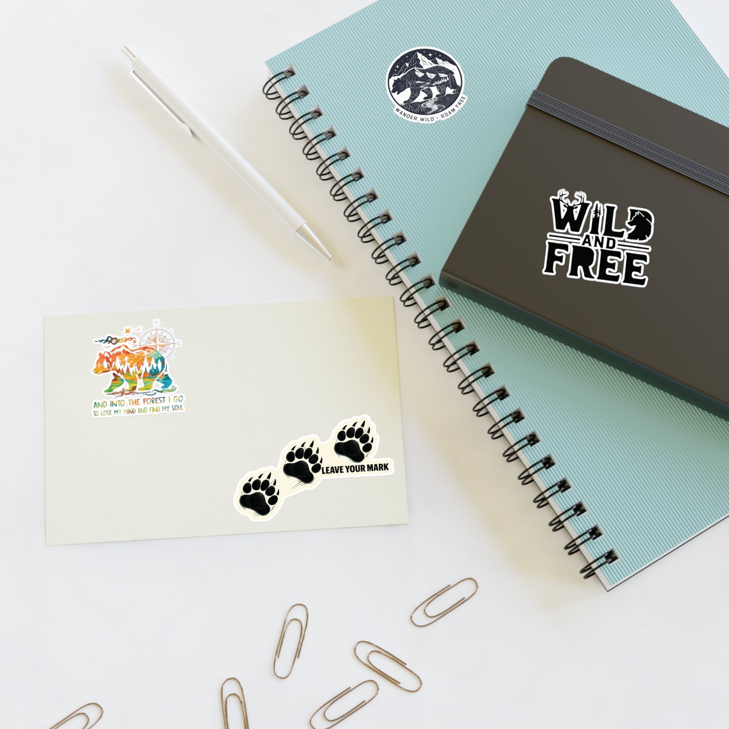 Adventure Nature Sticker Sheet — Wild and Free Mountain & Bear Decals