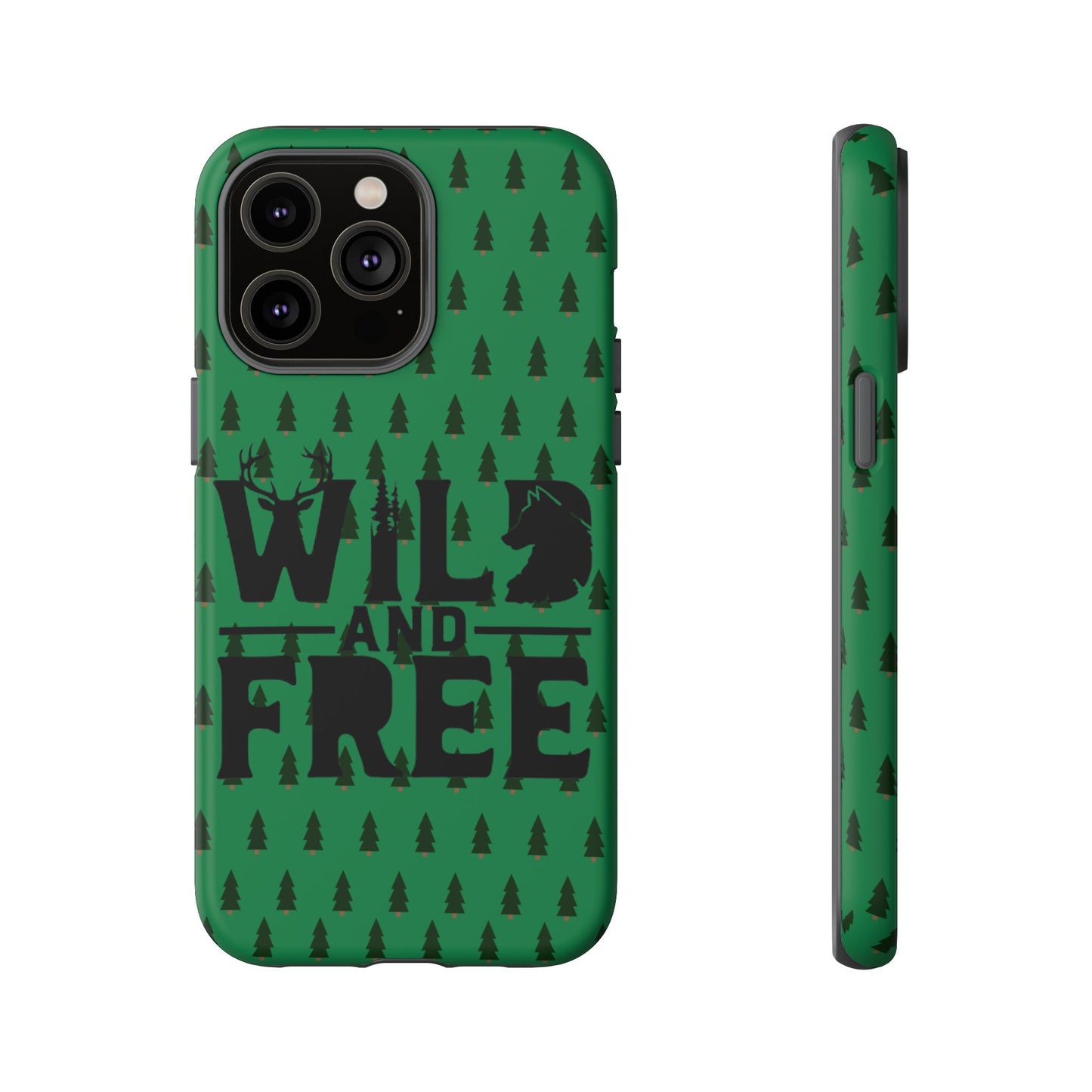 Wild and Free Bear Graphic Phone Case | Forest Pattern iPhone Case