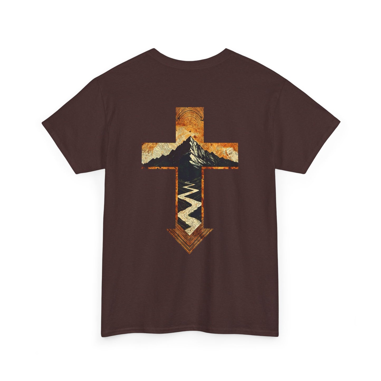 Cross & Mountain Tee — Rustic Christian Graphic T-Shirt