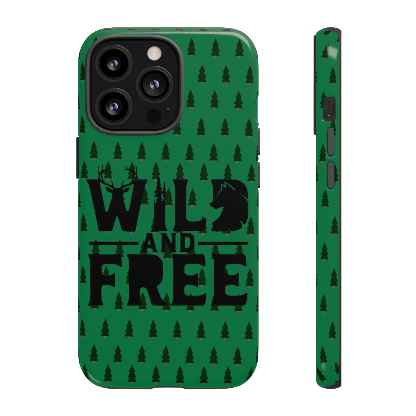 Wild and Free Bear Graphic Phone Case | Forest Pattern iPhone Case