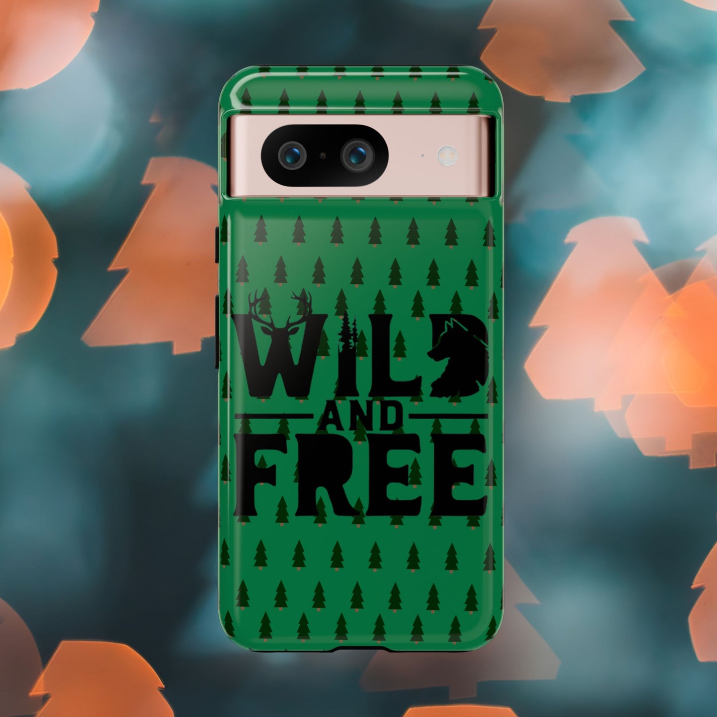 Wild and Free Bear Graphic Phone Case | Forest Pattern iPhone Case