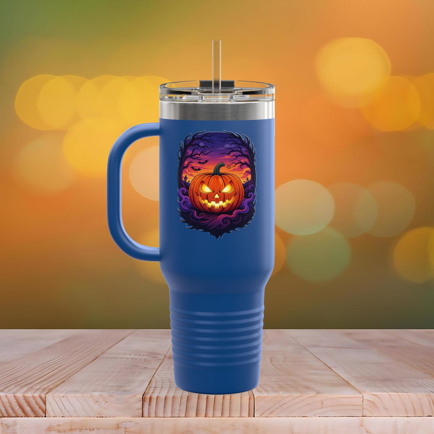 Halloween Travel Mug with Ghost Design, Insulated Coffee Tumbler, Perfect for Fall, Spooky Season Gift, 40oz Mug for Hot or Cold Drinks
