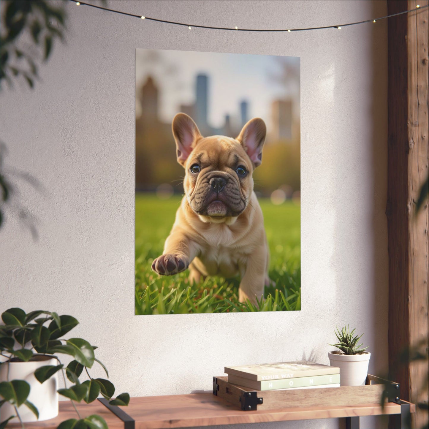 Vertical Poster - Cute Frenchie French Bulldog Running in the Park