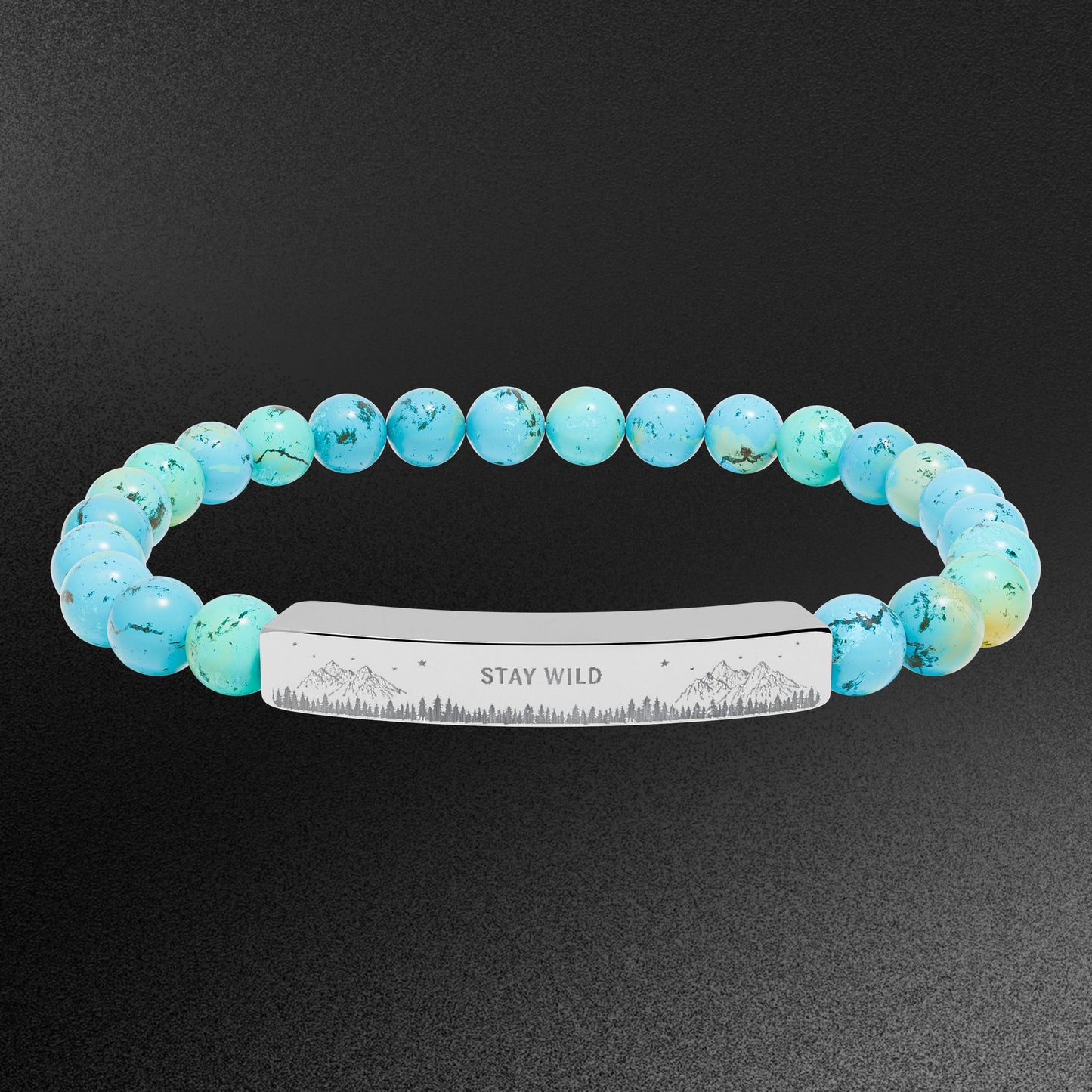 Engravable Natural Stone Bead Bracelet — Stretch Bar Bracelet