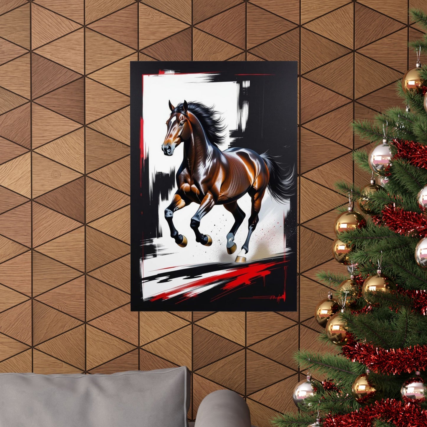 Galloping Horse Art Matte Vertical Poster - Bold Equestrian Masterpiece