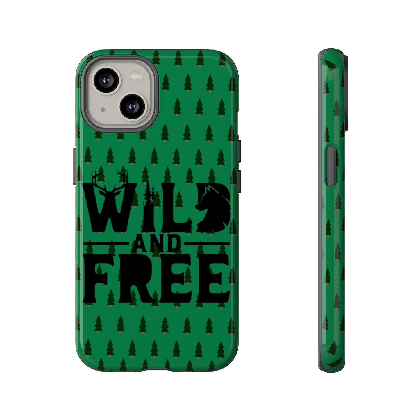 Wild and Free Bear Graphic Phone Case | Forest Pattern iPhone Case