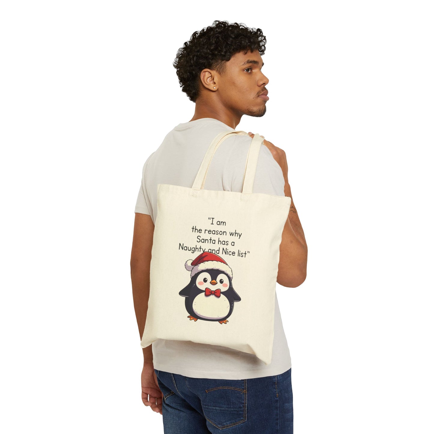 Chubby Penguin Mental Health Tote — Self-Care & Positivity Canvas Bag