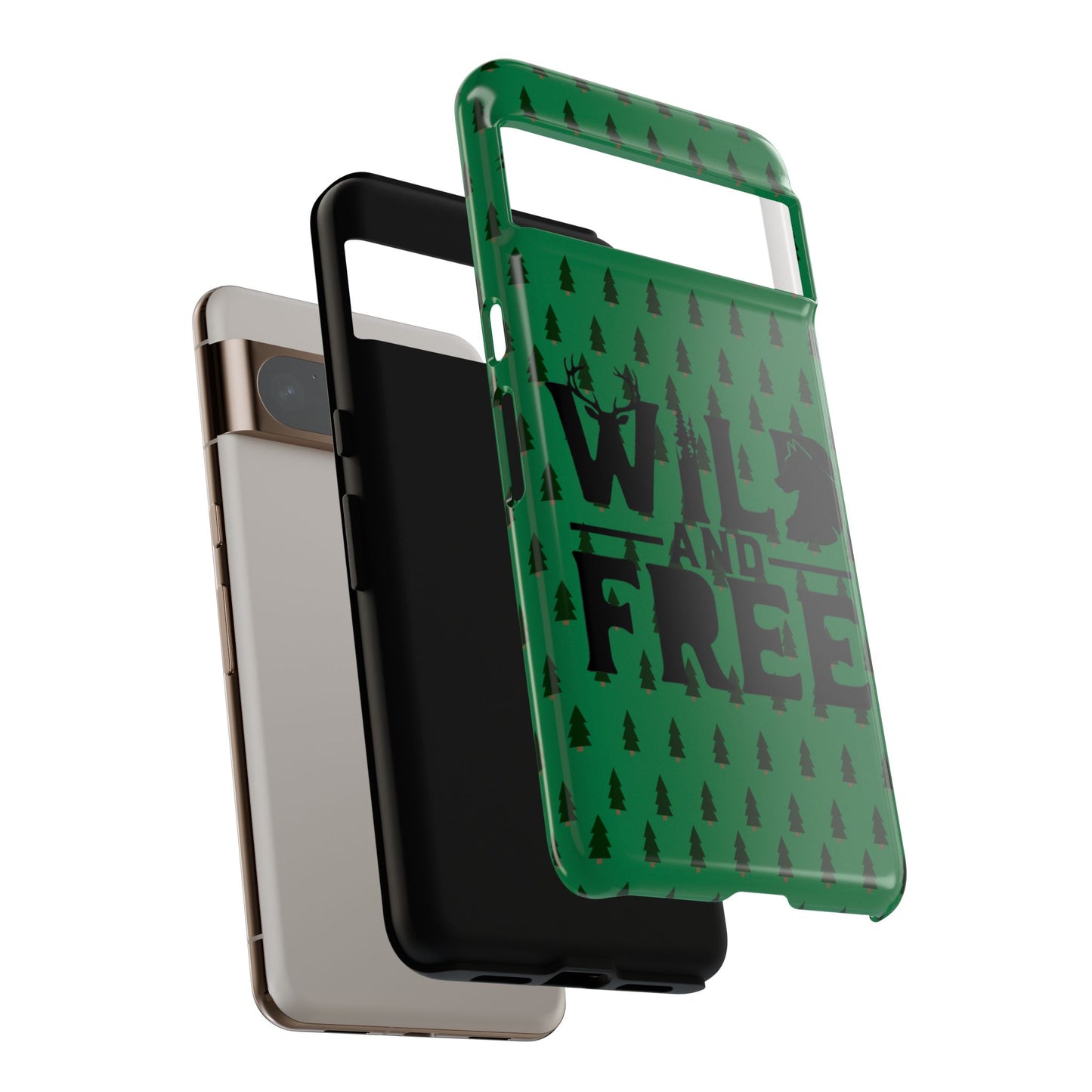 Wild and Free Bear Graphic Phone Case | Forest Pattern iPhone Case