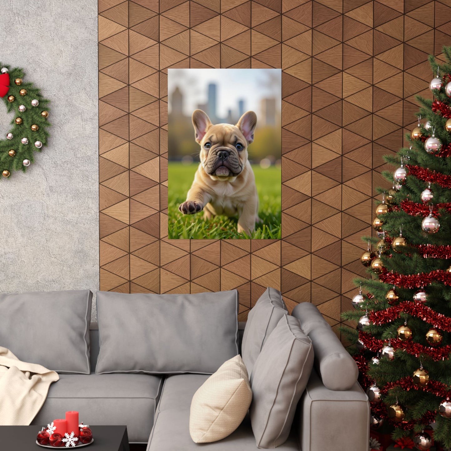 Vertical Poster - Cute Frenchie French Bulldog Running in the Park