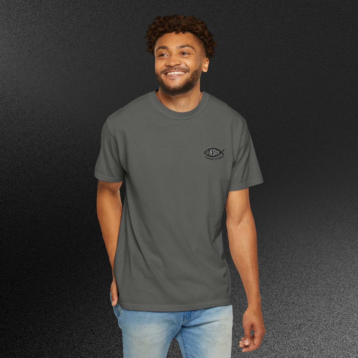 Embroidered Ichthys Jesus Fish T-Shirt with Fishers of Men | Christian Faith Symbol Unisex Tee