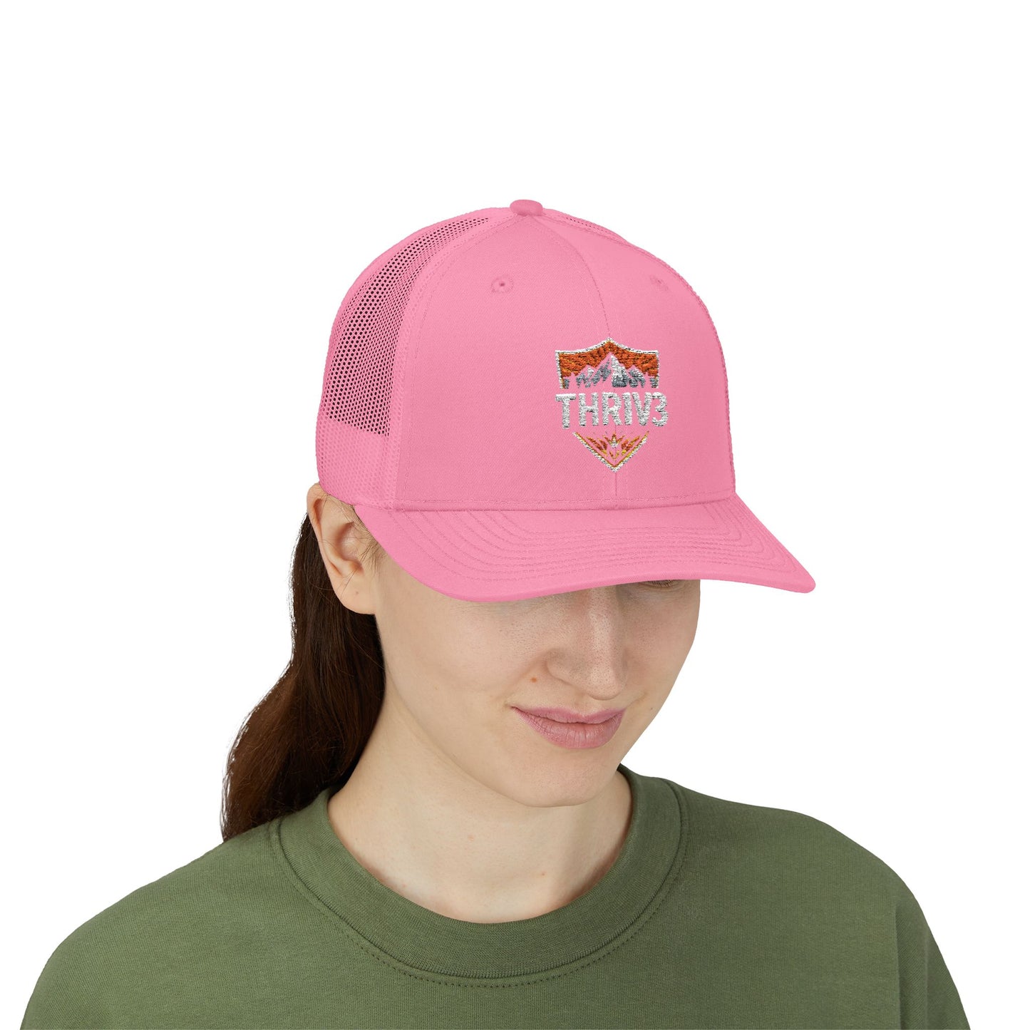 THR1V3 Outdoors – Mountain Trucker Hat - Custom Embroidered Cap