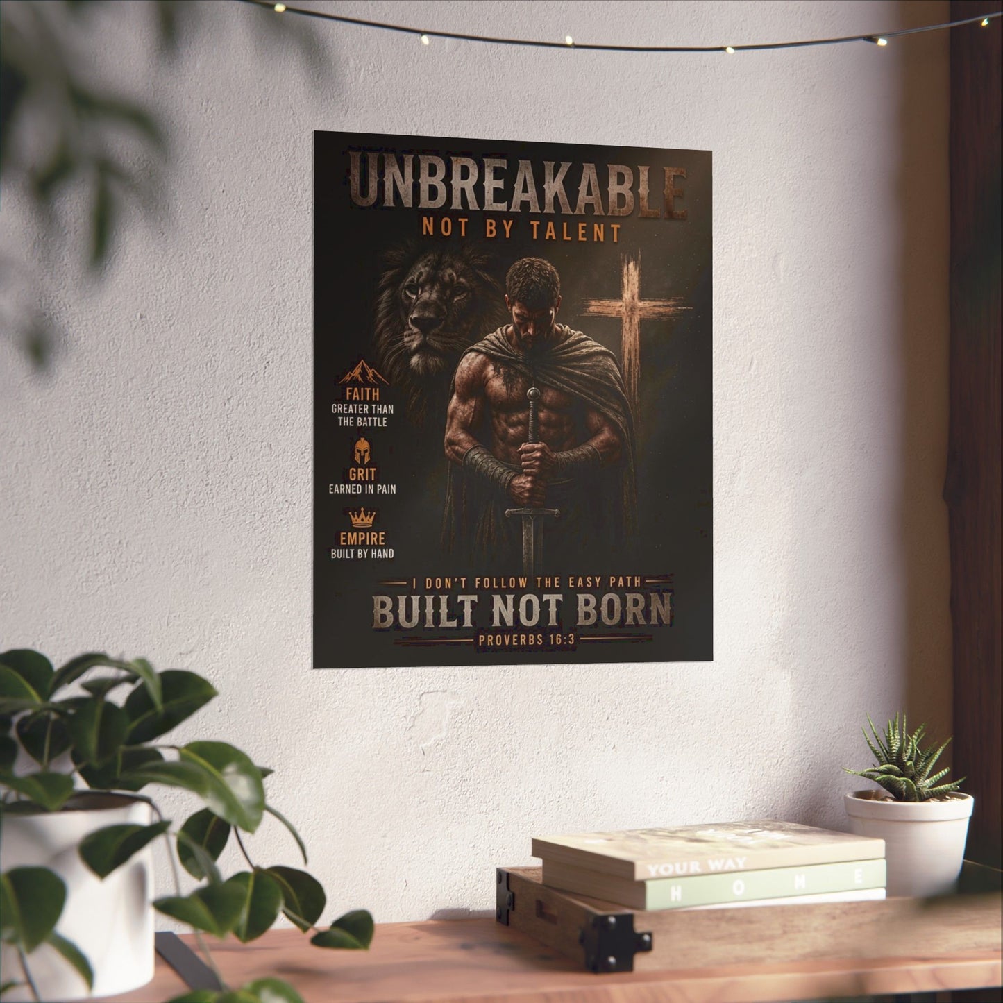 Unbreakable Built Not Born Matte Poster — Inspirational Christian Strength Wall Art