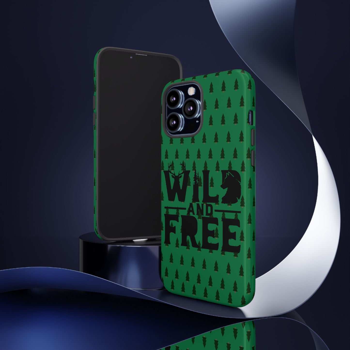 Wild and Free Bear Graphic Phone Case | Forest Pattern iPhone Case
