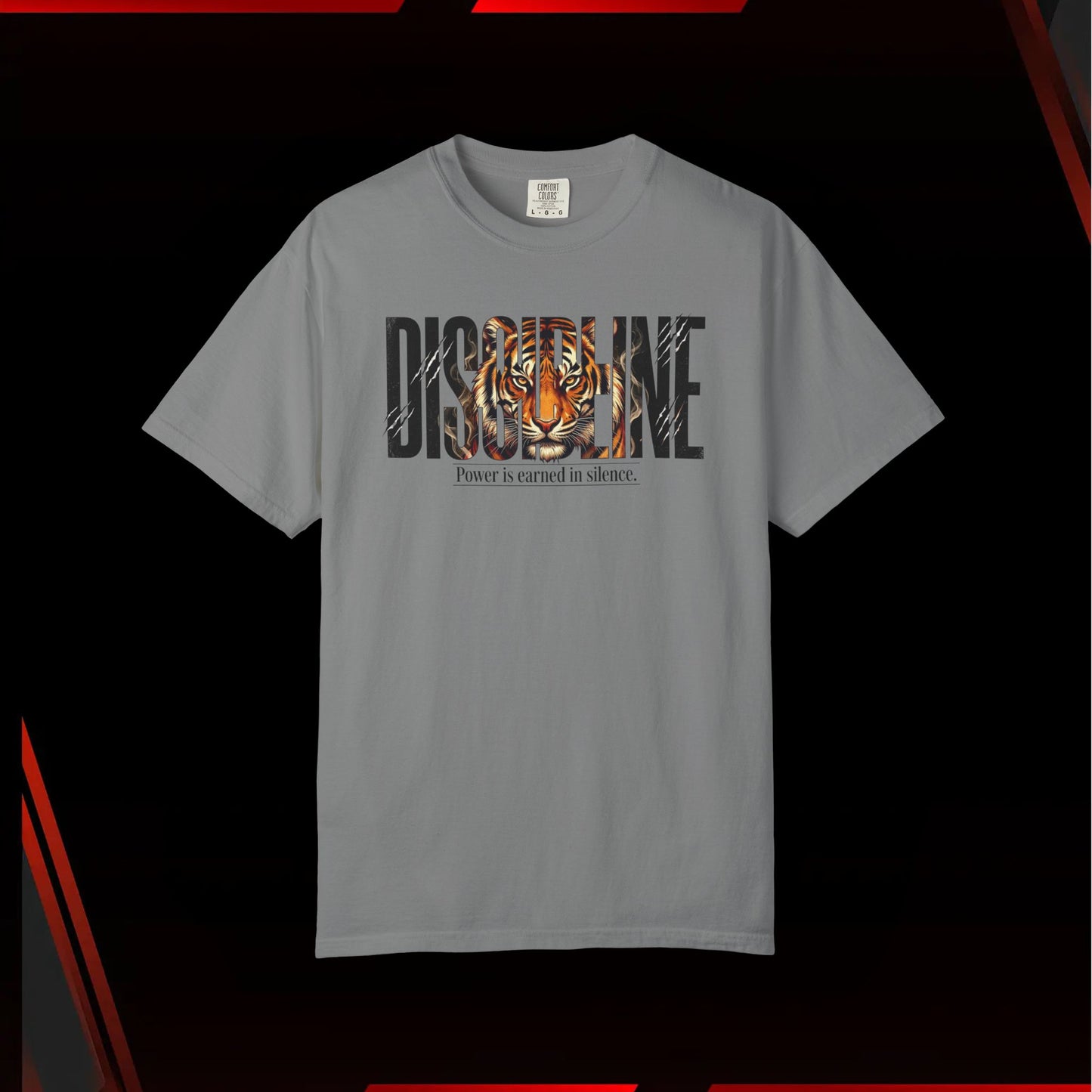 Discipline Tiger Graphic T-Shirt | Motivational Streetwear Shirt | Power Is Earned in Silence