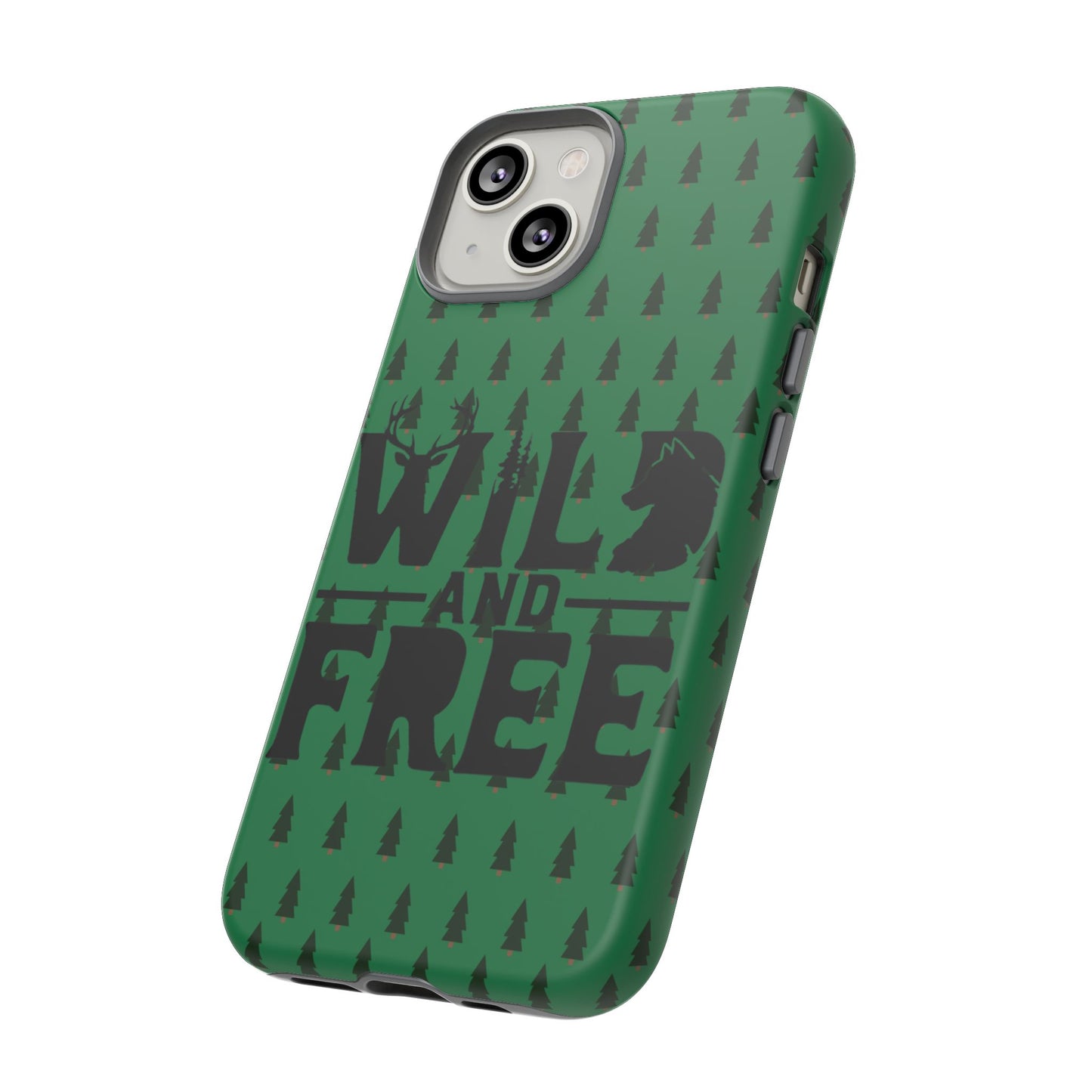 Wild and Free Bear Graphic Phone Case | Forest Pattern iPhone Case