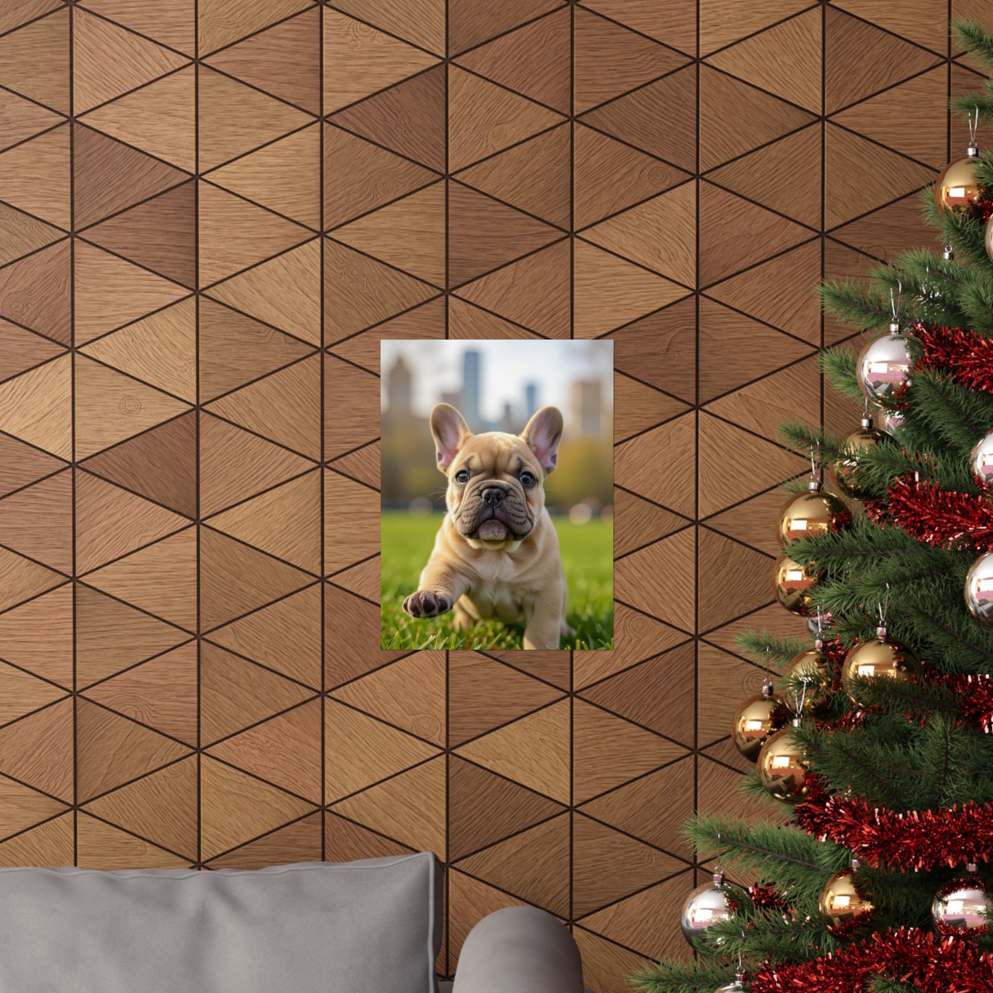 Vertical Poster - Cute Frenchie French Bulldog Running in the Park