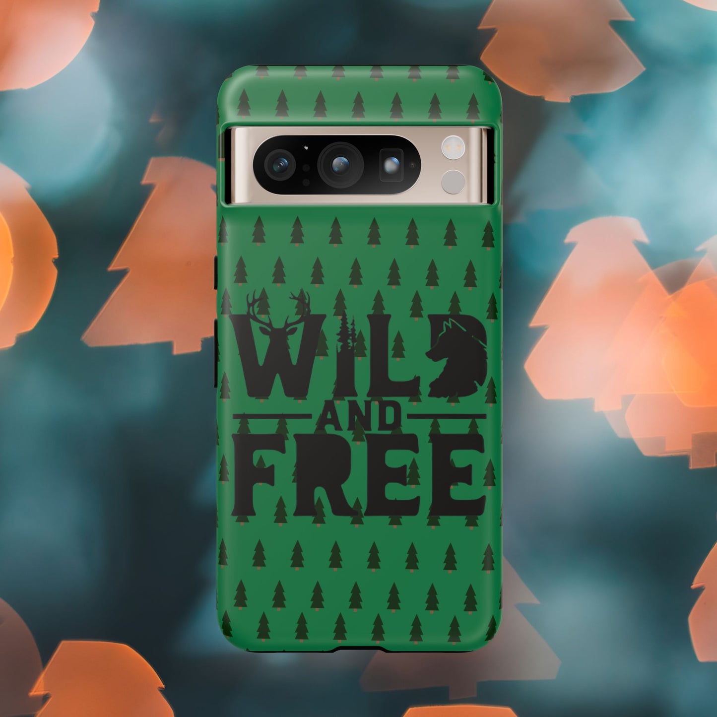 Wild and Free Bear Graphic Phone Case | Forest Pattern iPhone Case
