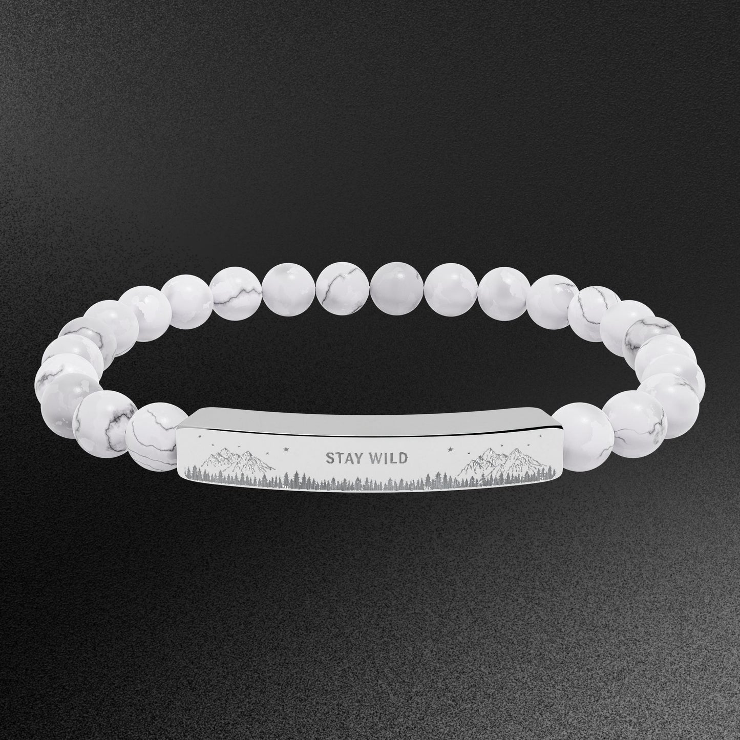 Engravable Natural Stone Bead Bracelet — Stretch Bar Bracelet